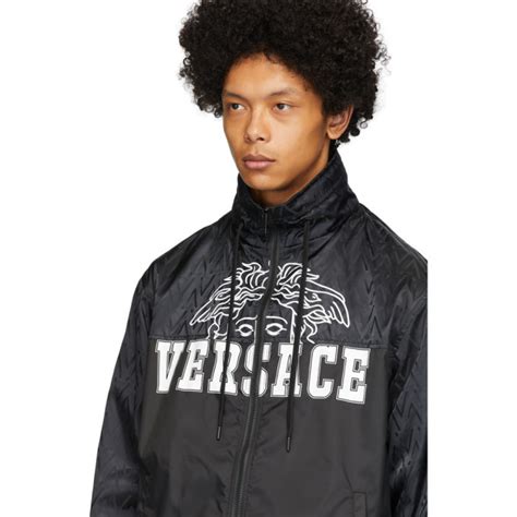 versace medusa windbreaker jacket black|Versace trench jacket.